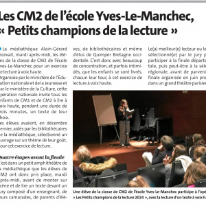 20240118 Les CM2 de l'école yves Le Manchec, « petits champions de la lecture »
