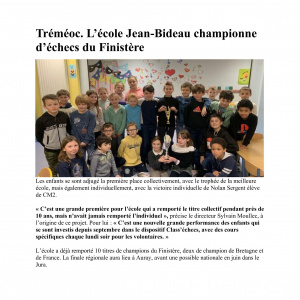 20240223 Tréméoc. L'école Jean-Bideau championne d'échecs du Finistère 
